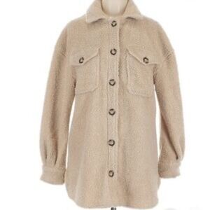 Bagatelle Collection Tan Sherpa Button Down Coat- Fits S/M